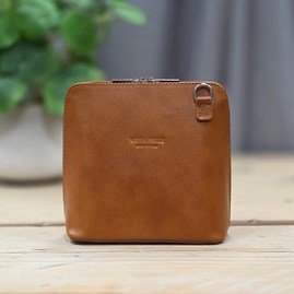 Leather Cross Body Handbag in Tan