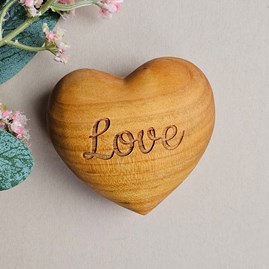 'Love' Engraved Wooden Heart