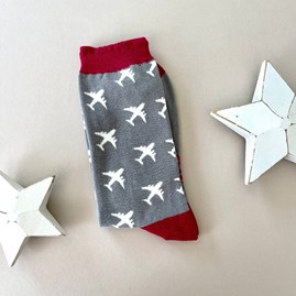 Men's socks father's day socks bamboo socks airplanes grey one size Men's Bamboo Airplanes Socks in Grey