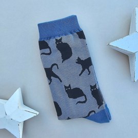 Men's socks father's day socks bamboo cute cats grey one size Men's Bamboo Cute Cats Socks in Grey