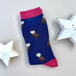 Men's socks father's day socks bamboo cute owls navy blue one size Men's Bamboo Cute Owls Socks in Navy Blue