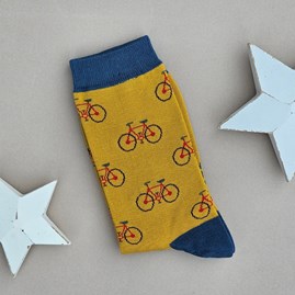 Men's Bamboo Cycling Socks in Mustard Yellow