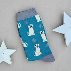 Men's Bamboo Happy Labradors Socks in Teal