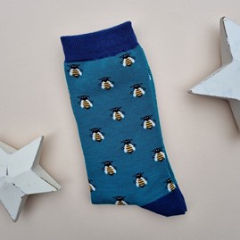 Men's Bamboo Honey Bees Socks in Teal