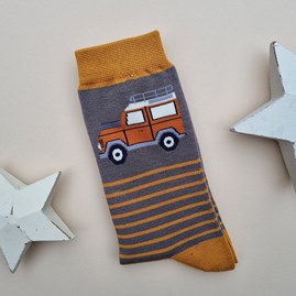 Men's socks father's day socks bamboo socks jeep and stripes grey one size Men's Bamboo Jeep & Stripes Socks in Grey