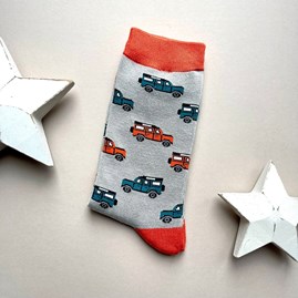 Men's socks father's day socks bamboo socks jeep silver one size Men's Bamboo Jeep Socks in Silver