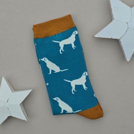 Men's Bamboo Labradors Socks in Teal