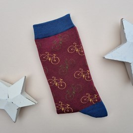 Men's socks father's day socks bamboo socks little bikes oxblood one size Men's Bamboo Little Bikes Socks in Oxblood