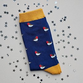 Men's socks father's day socks bamboo socks little robins navy blue one size Men's Bamboo Little Robins Socks in Navy Blue
