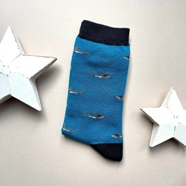 Men's socks father's day socks bamboo socks little sharks teal one size Men's Bamboo Little Sharks Socks in Teal
