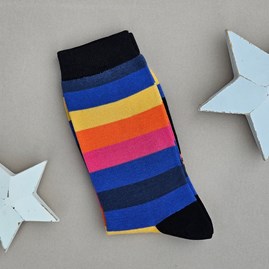 Men's socks father's day socks bamboo socks rainbow stripes blue one size Men's Bamboo Rainbow Stripes Socks in Blue