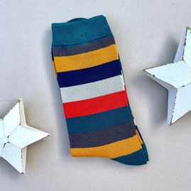 Men's socks father's day socks bamboo socks rainbow stripe teal one size Men's Bamboo Rainbow Stripes Socks in Teal