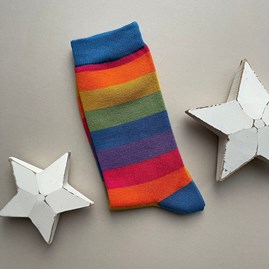 Men's Bamboo Thick Stripe Socks in Rainbow Colours