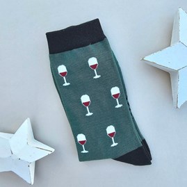 Men's Bamboo Wine Glass Socks in Green
