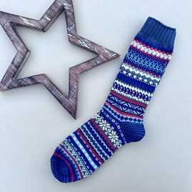 Men's Fair Isle Socks in Navy Blue