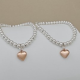 Mother and Daughter Rose Gold Heart Bracelets