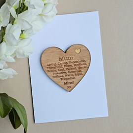 'Mum Mine!' Wooden Heart Token and Card