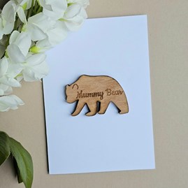 'Mummy Bear' Wooden Token and Card