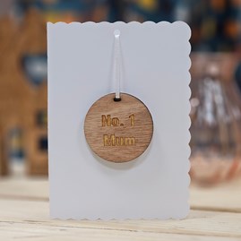 'No.1 Mum' Wooden Medal and Card