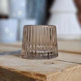 Pale Pink Glass Tea Light Holder