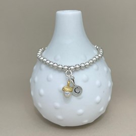 Personalised Acorn Charm Bead Bracelet