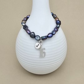 Personalised Black Pearl Birthday Charm Bracelet