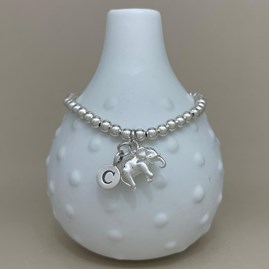 Personalised Elephant Charm Bead Bracelet