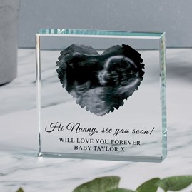 Personalised Heart Baby Scan Glass Token