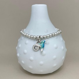 Personalised Hummingbird Charm Bead Bracelet