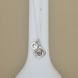 Personalised Sterling Silver Rose Charm Necklace