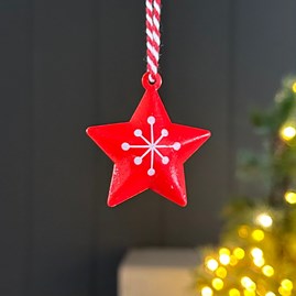 Red Metal Star Hanging Decoration