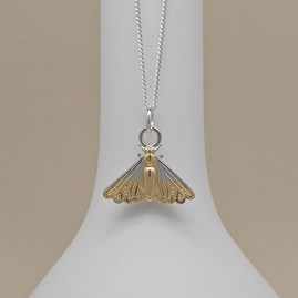 Rhodium and Gold Plated Moth Charm Necklace