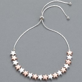 Rose Gold and Silver Plated Stars Slider Bracelet