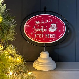 'Santa Stop Here!' Christmas Sign