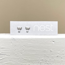 Silver and CZ Angel Stud Earrings