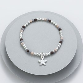 Silver Plated and Crystal Bracelet Matt Star Charm