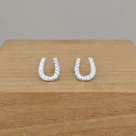 Sterling Silver Horseshoe Earrings Equestrian Gifts Anniversary Gifts Birthday Gifts CZ Horseshoe Sterling Silver and CZ Stone Horseshoe Stud Earrings