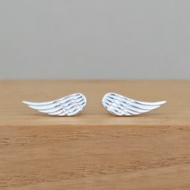 Sterling Silver Angel Wings Stud Earrings