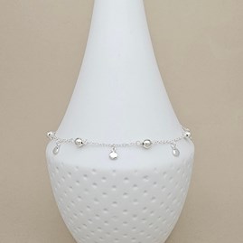 Sterling Silver Bead And Disc Anklet