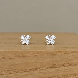 Sterling Silver Clover Stud Earrings