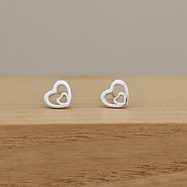 Bridal Jewellery Bridesmaid Jewellery Wedding Jewellery Flower Girl Maid of Honour Jewellery Sterling Silver Double Heart Stud Earrings