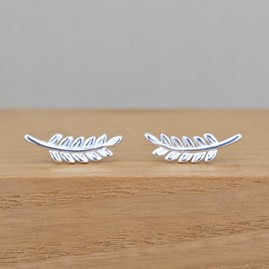 Sterling Silver Leaf Stud Earrings