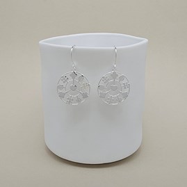 Sterling Silver Mixed Leaves and Heart Hook Earrings