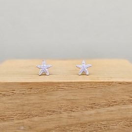 Sterling Silver Purple Enamel Starfish Stud Earrings