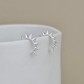 Sterling Silver Spike Hoop Earrings