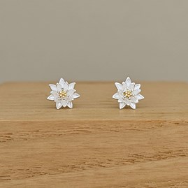 Sterling Silver Waterlily Flower Stud Earrings