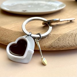 White Coffee Lover Keyring