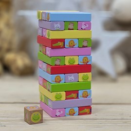 Wooden Animals Tumbling Tower