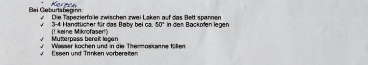 Checkliste-Hausgeburt
