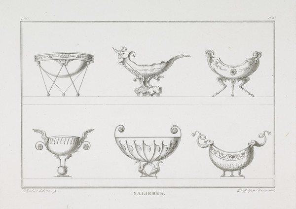 Designs for Silver: Saucieres et Gobelets, Écuelle, Salières (Quatrieme Cahier, Plate 23) by Henri Salembier